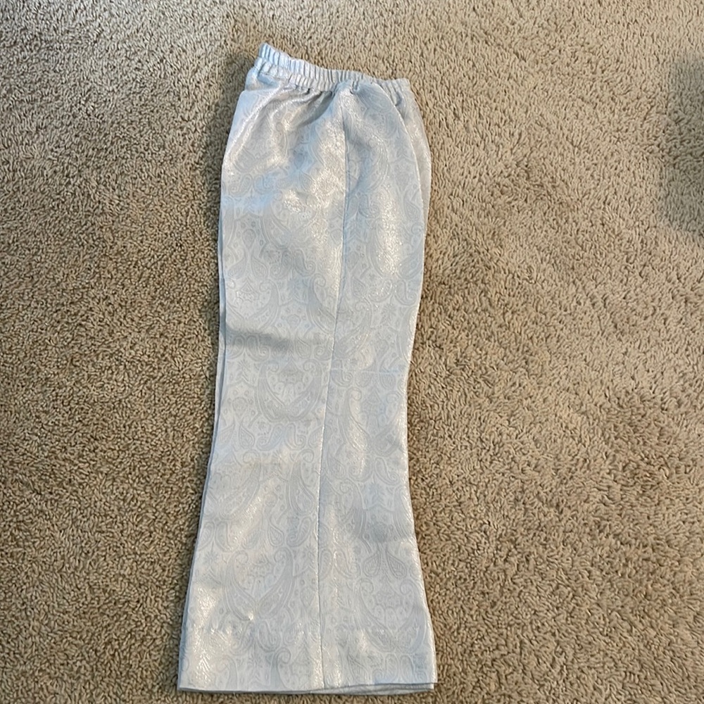 Girls silver color banaras loose pants for Pakistani Indian clothes.